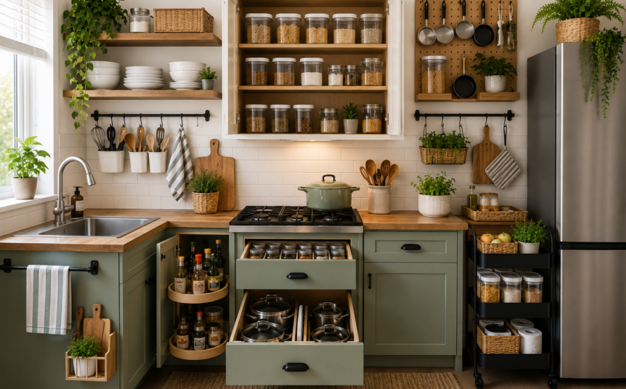 How to organize a small kitchen with practical storage ideas